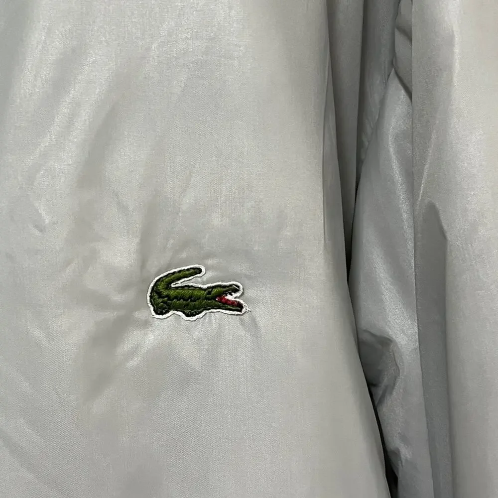 Vintage Lacoste Club Gray Nylon Bomber Jacket L 80s 90s Y2K